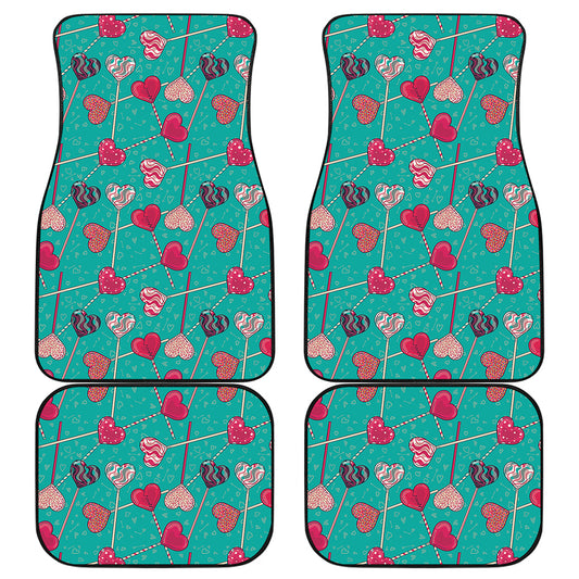 Retro Lollipop Pattern Print Front and Back Car Floor Mats