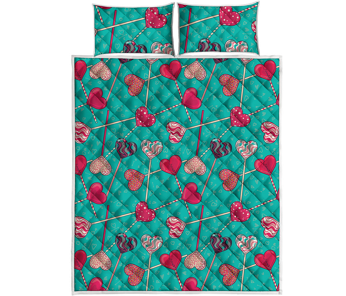 Retro Lollipop Pattern Print Quilt Bed Set