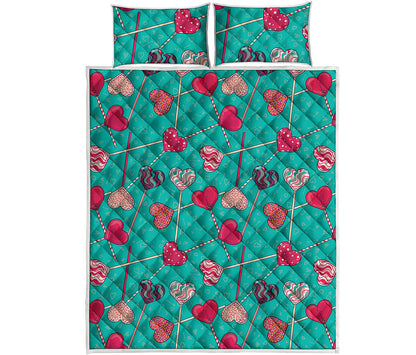 Retro Lollipop Pattern Print Quilt Bed Set