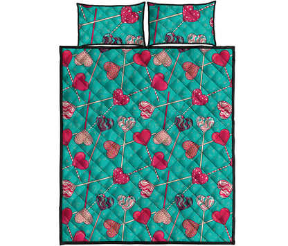Retro Lollipop Pattern Print Quilt Bed Set