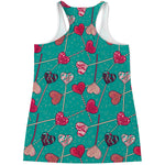 Retro Lollipop Pattern Print Women's Racerback Tank Top