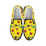 Retro Lollipop Print Black Slip On Shoes
