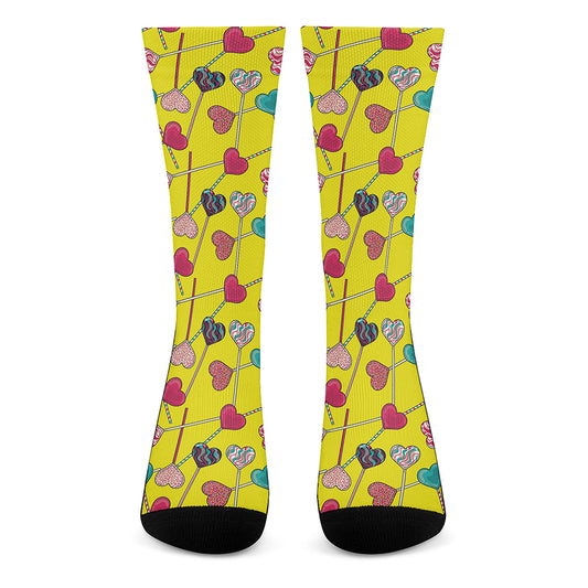 Retro Lollipop Print Crew Socks