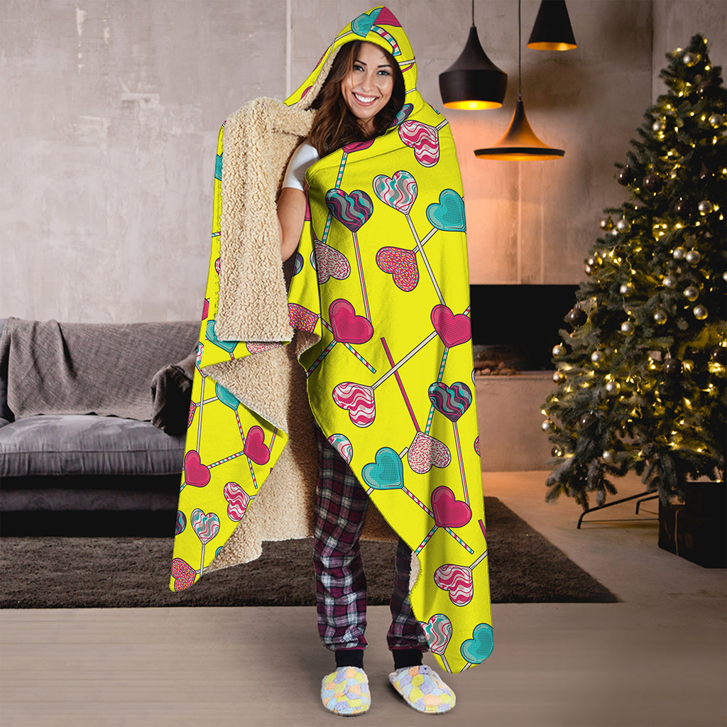 Retro Lollipop Print Hooded Blanket