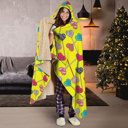 Retro Lollipop Print Hooded Blanket