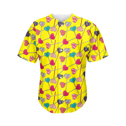 Retro Lollipop Print Men's Baseball Jersey
