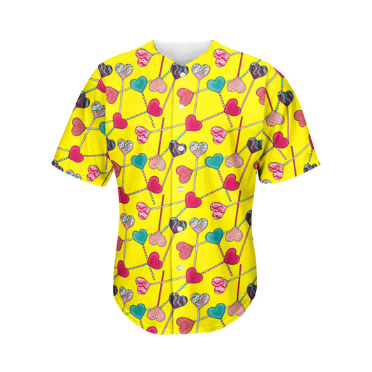 Retro Lollipop Print Men's Baseball Jersey