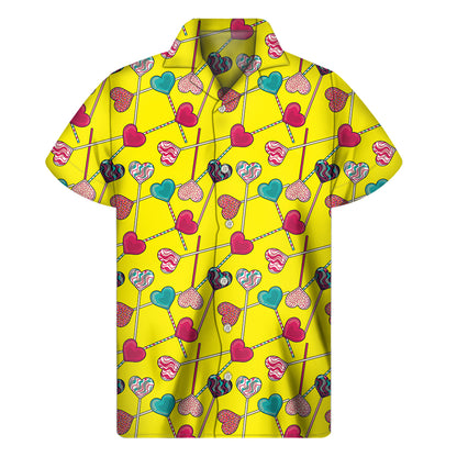 Retro Lollipop Print Men's Short Sleeve Shirt