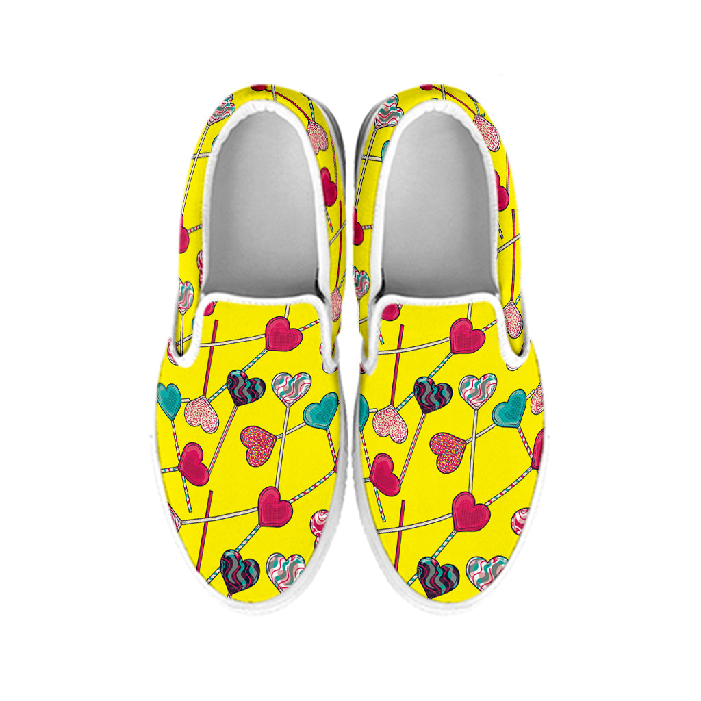 Retro Lollipop Print White Slip On Shoes