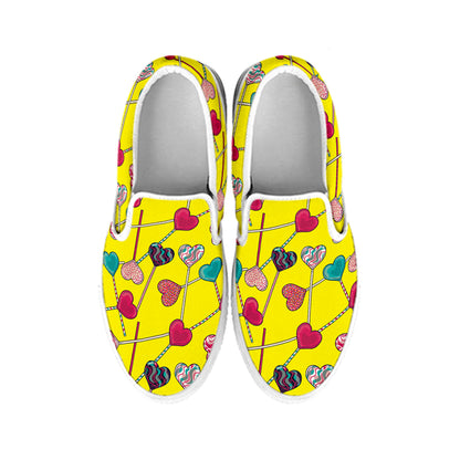 Retro Lollipop Print White Slip On Shoes