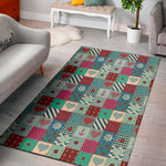 Retro Nautical Patchwork Pattern Print Area Rug
