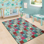 Retro Nautical Patchwork Pattern Print Area Rug