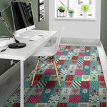 Retro Nautical Patchwork Pattern Print Area Rug