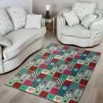 Retro Nautical Patchwork Pattern Print Area Rug