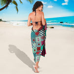 Retro Nautical Patchwork Pattern Print Beach Sarong Wrap