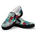 Retro Nautical Patchwork Pattern Print Black Slip On Sneakers
