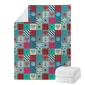 Retro Nautical Patchwork Pattern Print Blanket