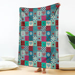 Retro Nautical Patchwork Pattern Print Blanket