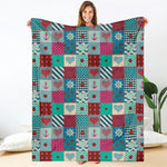 Retro Nautical Patchwork Pattern Print Blanket