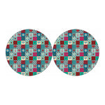 Retro Nautical Patchwork Pattern Print Car Coasters