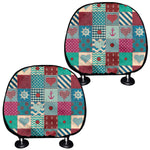 Retro Nautical Patchwork Pattern Print Car Headrest Covers