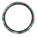 Retro Nautical Patchwork Pattern Print Car Steering Wheel Cover
