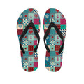Retro Nautical Patchwork Pattern Print Flip Flops