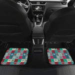 Retro Nautical Patchwork Pattern Print Front and Back Car Floor Mats
