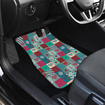 Retro Nautical Patchwork Pattern Print Front and Back Car Floor Mats