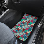 Retro Nautical Patchwork Pattern Print Front and Back Car Floor Mats