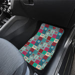 Retro Nautical Patchwork Pattern Print Front Car Floor Mats