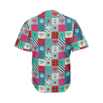 Retro Nautical Patchwork Pattern Print Men's Baseball Jersey
