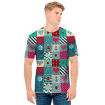 Retro Nautical Patchwork Pattern Print Men's T-Shirt