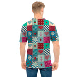 Retro Nautical Patchwork Pattern Print Men's T-Shirt