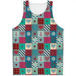 Retro Nautical Patchwork Pattern Print Men's Tank Top