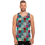 Retro Nautical Patchwork Pattern Print Men's Tank Top