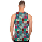Retro Nautical Patchwork Pattern Print Men's Tank Top
