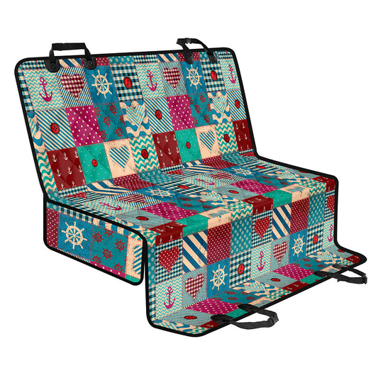 Retro Nautical Patchwork Pattern Print Pet Car Back Seat Cover