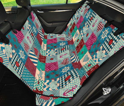 Retro Nautical Patchwork Pattern Print Pet Car Back Seat Cover