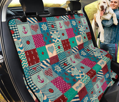 Retro Nautical Patchwork Pattern Print Pet Car Back Seat Cover