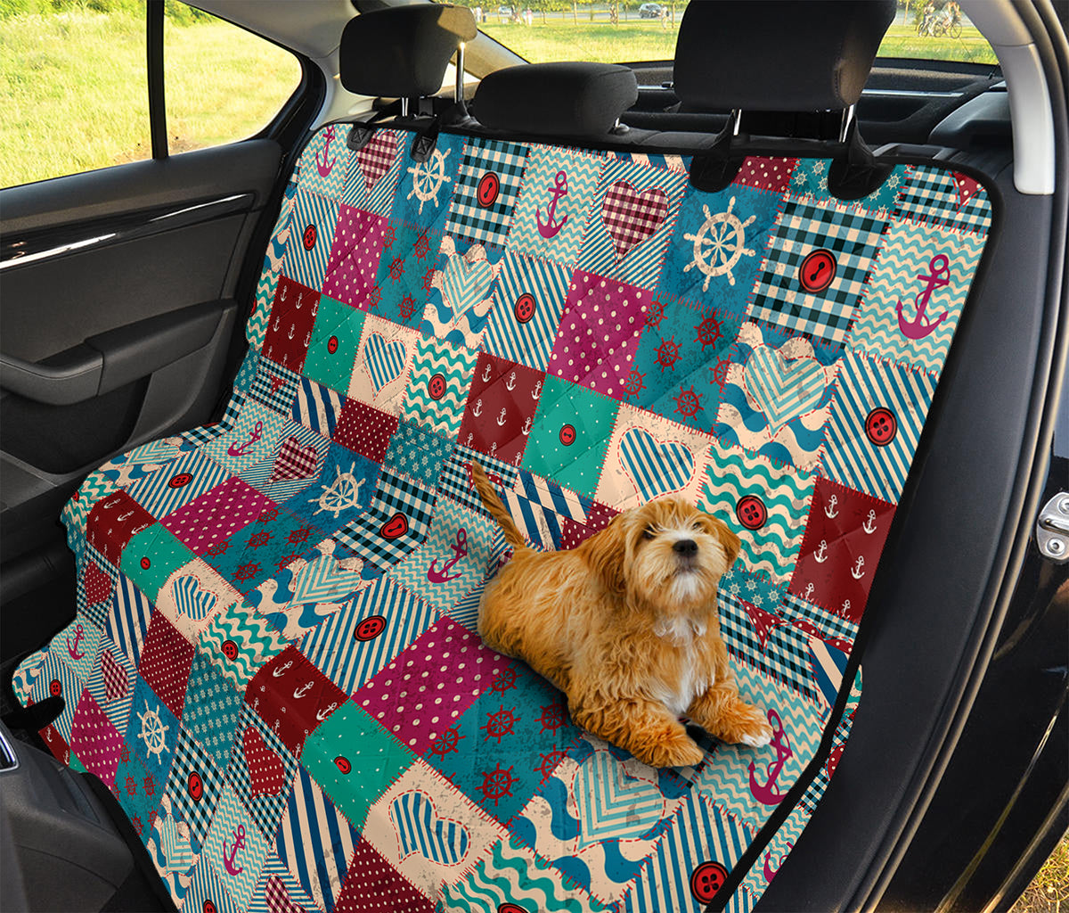 Retro Nautical Patchwork Pattern Print Pet Car Back Seat Cover