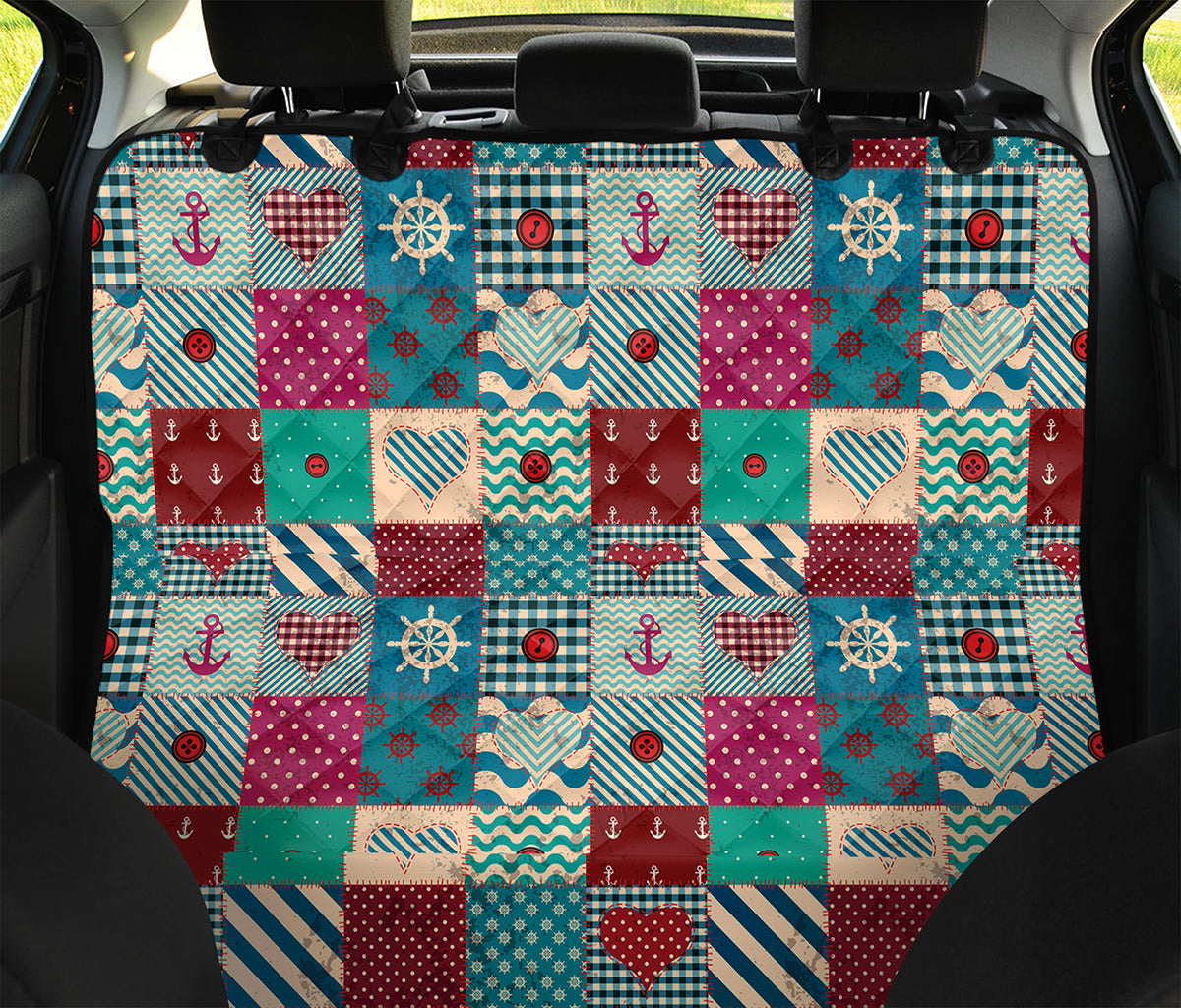 Retro Nautical Patchwork Pattern Print Pet Car Back Seat Cover