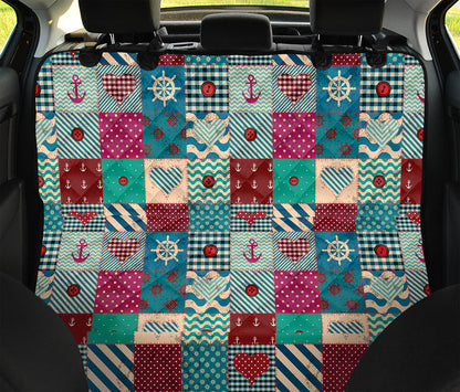 Retro Nautical Patchwork Pattern Print Pet Car Back Seat Cover