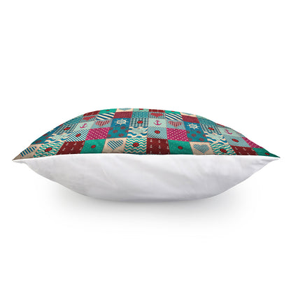 Retro Nautical Patchwork Pattern Print Pillow Cover