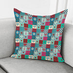 Retro Nautical Patchwork Pattern Print Pillow Cover