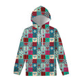 Retro Nautical Patchwork Pattern Print Pullover Hoodie