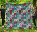 Retro Nautical Patchwork Pattern Print Quilt