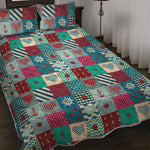 Retro Nautical Patchwork Pattern Print Quilt Bed Set