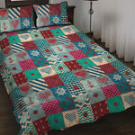 Retro Nautical Patchwork Pattern Print Quilt Bed Set