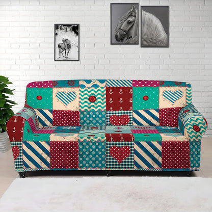 Retro Nautical Patchwork Pattern Print Sofa Cover